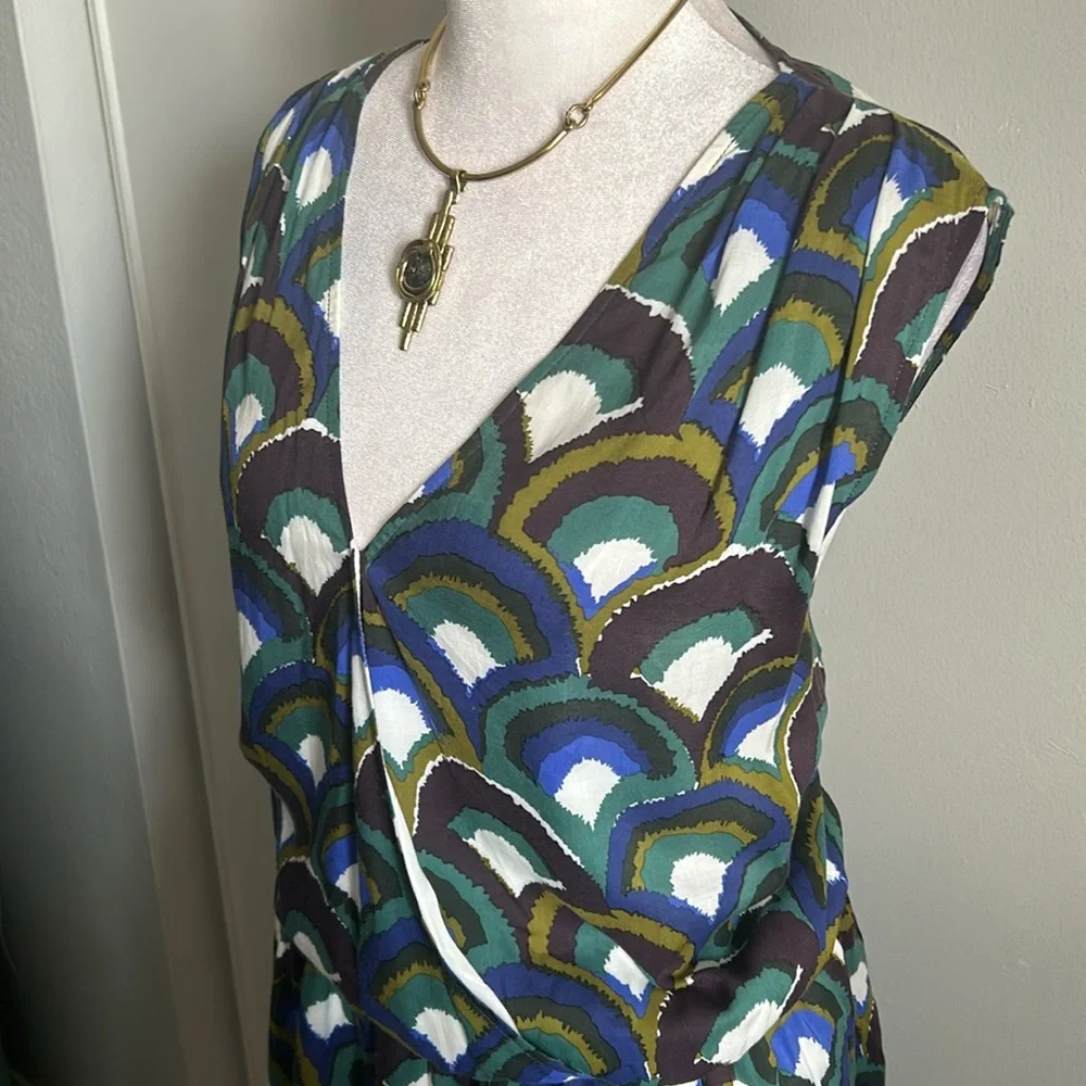 Boden Women’s Plus Size Sleeveless Surplice V-Neck Retro Multicolor Print - Picture 3 of 10